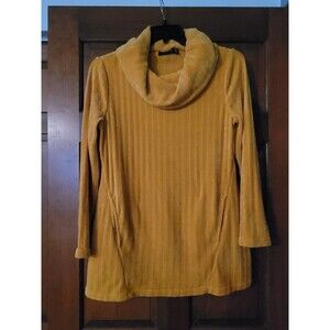 Women's Size Medium Nina Leonard Long Sleeve Pockets Tunic Oversized Mustard
